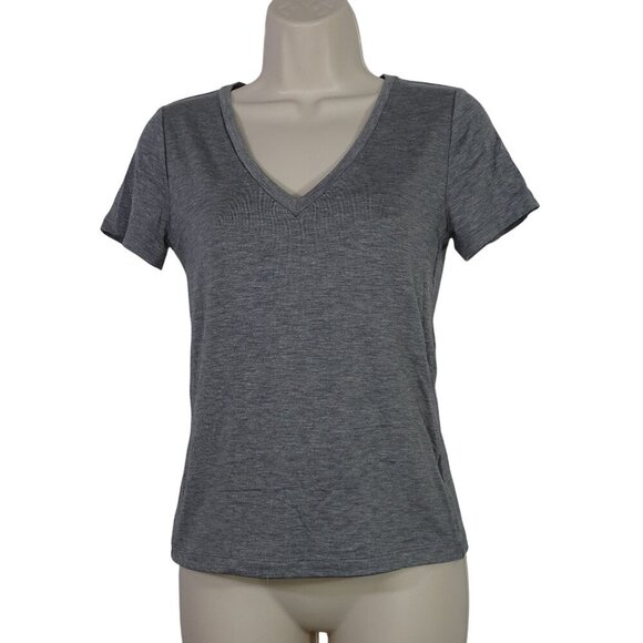Express Conscious Edit Fitted V-Neck T-Shirt Gray Women Size S Short Sleeve NEW - Picture 1 of 7